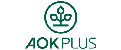Logo von AOK PLUS. Die Gesundheitskasse für Sachsen und Thüringen.